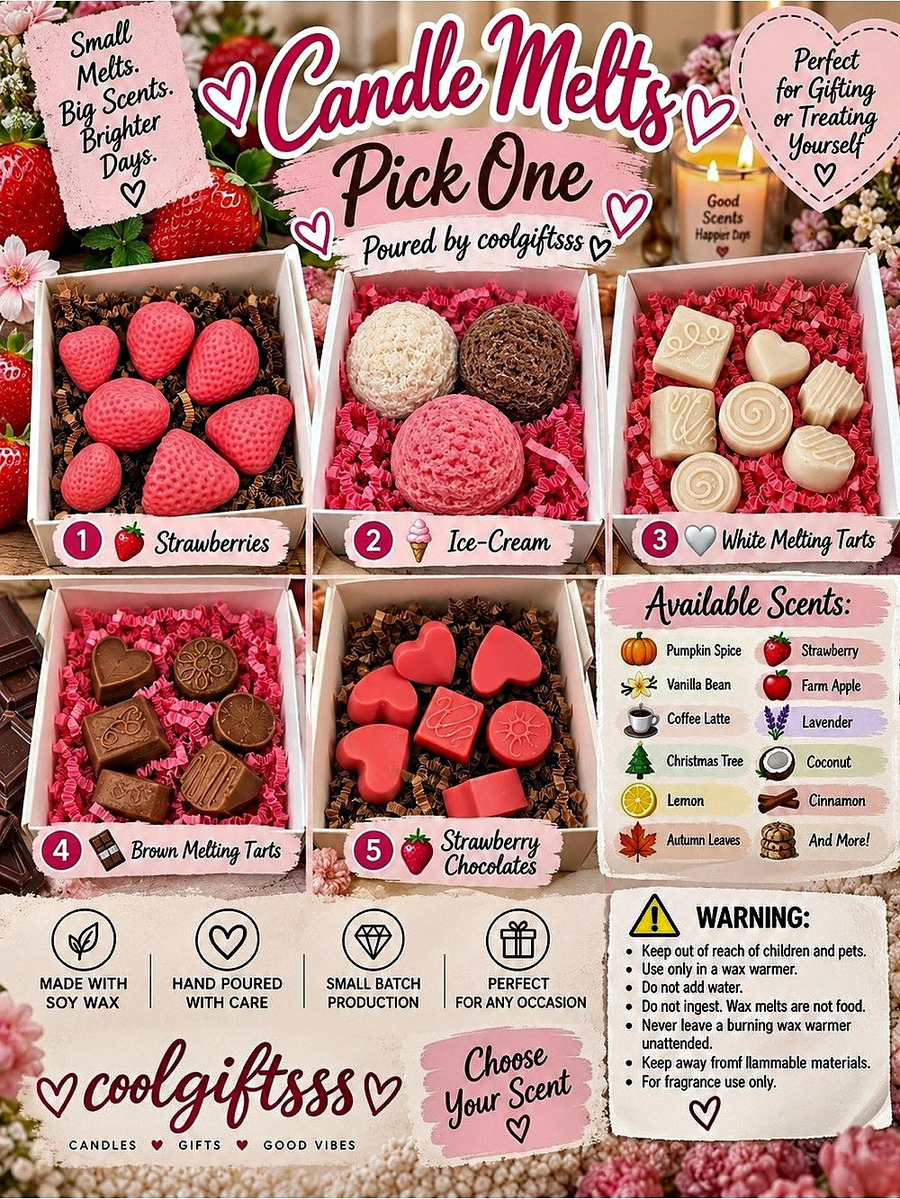 Hand-Poured Soy Wax Melts | Pick One Style & Choose Your Fragrance